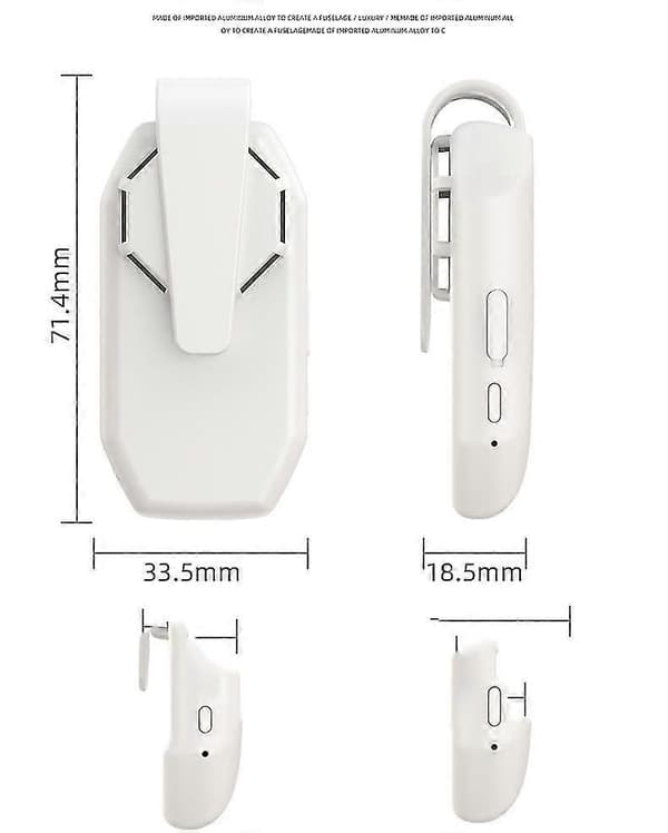 Mini genopladelig clip-on køleventilator bærbar aircondition maskeventilator Whlite