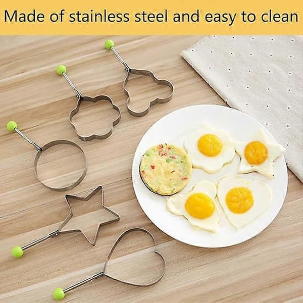 Omeletform - køkkenredskab - Madlavningsring - Bagerring - stegeæg - Spejlægform - Æggeringe sæt - sølv - rustfrit stål