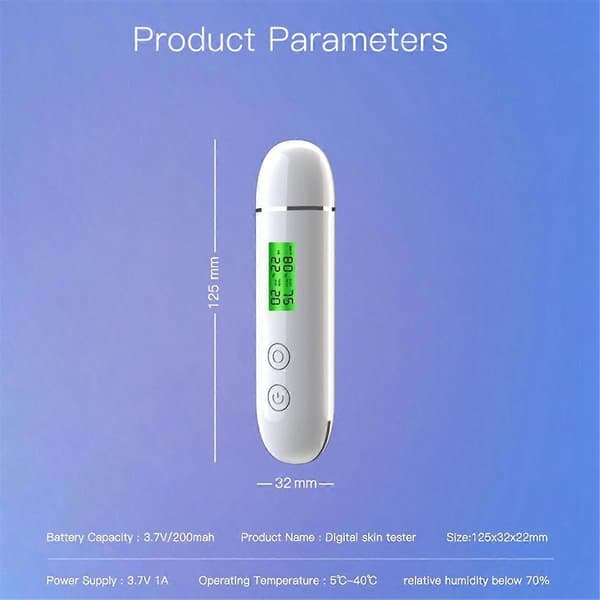 Hudfugtighedstester Smart Vand- og Olietester LCD-display Ansigts Hudfugtighedsmåler Fluorescerende_Bra saker White