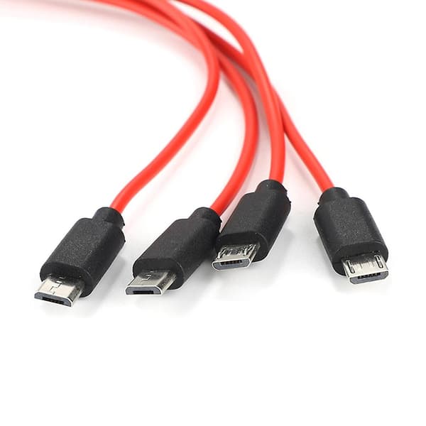 Multi Micro USB Opladerkabel 4 I 1 Kabel Til Android Telefon Tablet Splitter