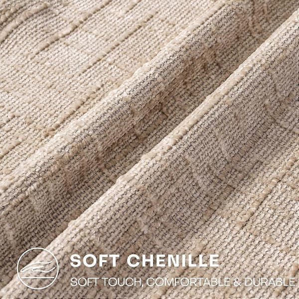 Sæt med 2 dekorative pyntepudebetræk 45 x 45 cm, bløde ensfarvede chenille sofapuder, bondegårdsstil, forårspudebetræk, lys khaki