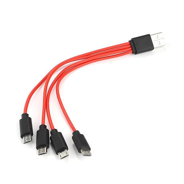Multi Micro USB Opladerkabel 4 I 1 Kabel Til Android Telefon Tablet Splitter
