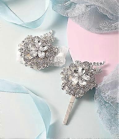 2-delat set med kristalldiamant-corsage: handledsblomma*1 och brudgumscorsage*1 för bröllopsfest