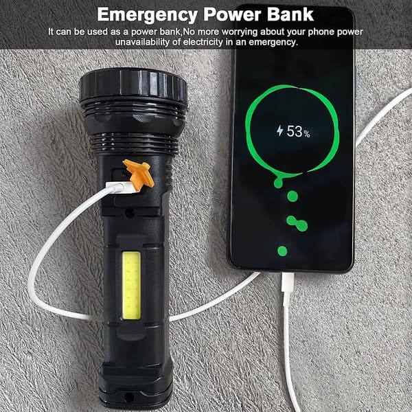 LED-aurinkotaskulamppu, 1200 mAh ladattava taskulamppu, taskulamppu USB-laturilla, taskulamppu IPX4 vedenpitävä 3 valotilaa Ca:lle