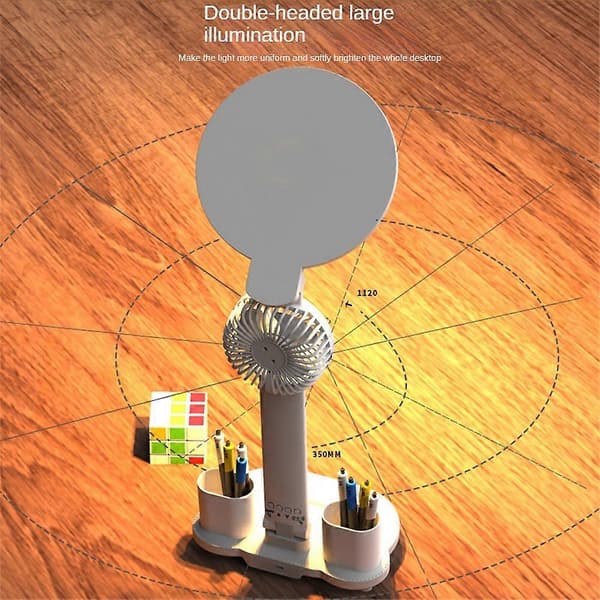 Ny bordlampe skrivebordslampe studielæselampe med ventilator LED-ur øjenbeskyttelse~ Charging model 3200 capacity Regular style