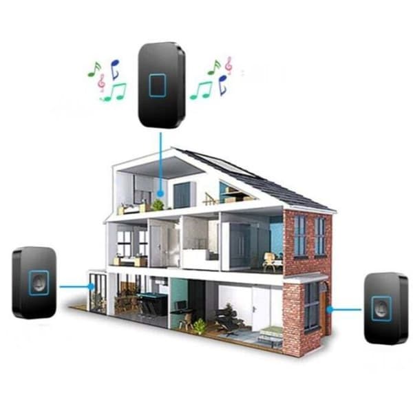 Vanntett trådløs dørklokke – LUSKYKA® – 400m rekkevidde – 3 plug-in-mottakere – 60 melodier