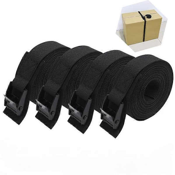 Spændestropper - Surringsrem - Spændebånd - Bindestropper - med spænde - 1 meter 25MM - Sort - nylon