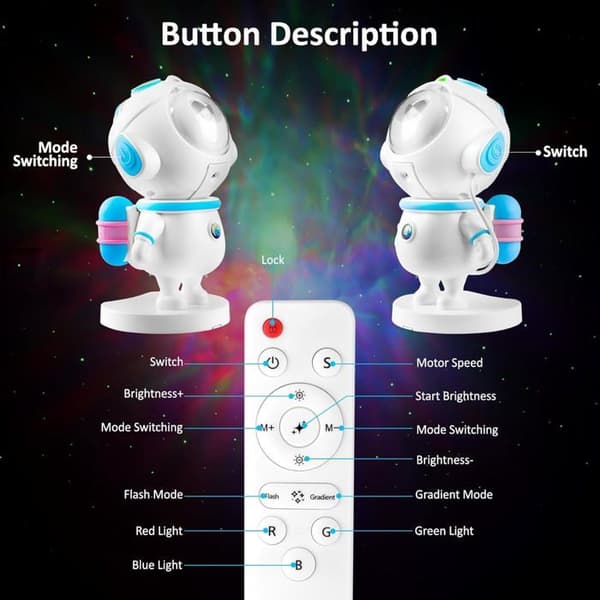 Starry Sky Projector for Kids: LED Night Light and Galaxy Projector with Remote Control and App Control, White