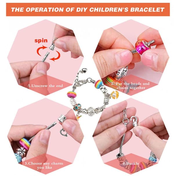 Højkvalitets Kinder Schmuck Set, Einhorn FreundschaftsBettelarmband Perlen Halskette Einhorn