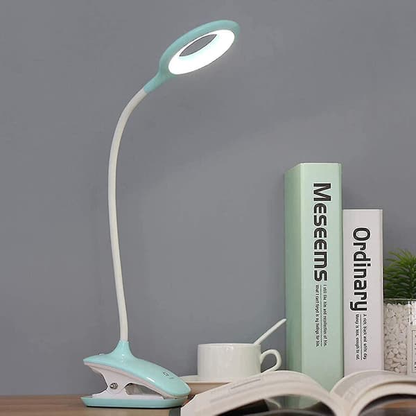 LED Clip-on Leselampe Dimbar Øyebeskyttelse Bordlampe Q Blue