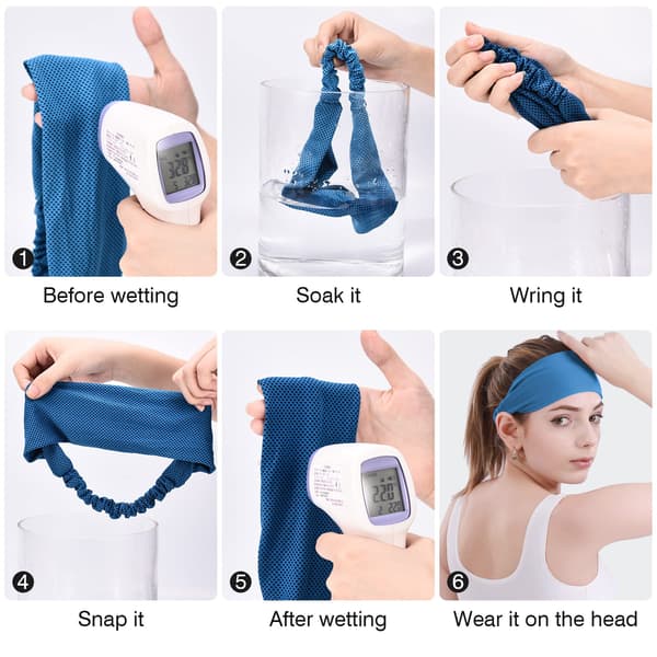 4 pcs Sweatband Headbands, Cooling Sweat-Wicking Headbands
