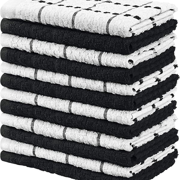 6-pak vinduesternede karklude, 30x30 cm, hvid/sort stribet