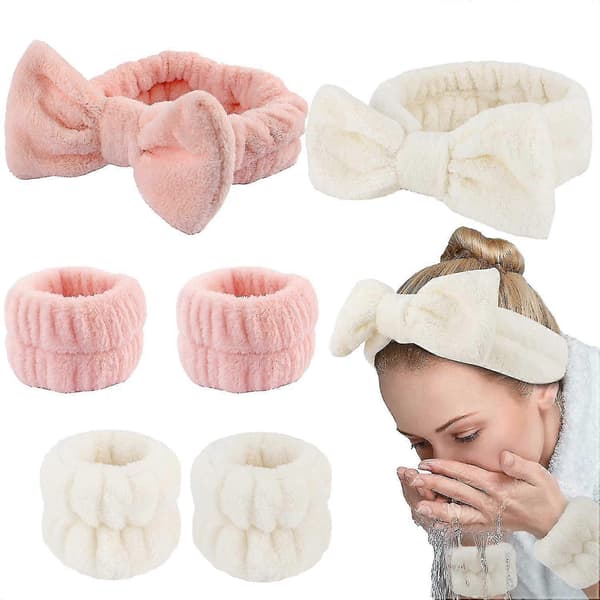 3 stk. Spa-hårbånd og håndledsmanchetter til ansigtsvask Grey