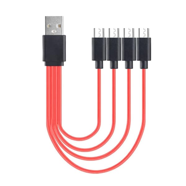 Multi Micro USB Opladerkabel 4 I 1 Kabel Til Android Telefon Tablet Splitter