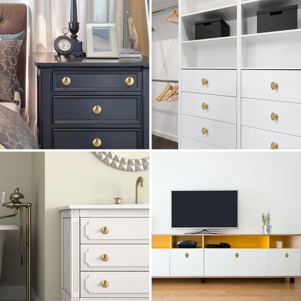 Round Cabinet Knobs, Gold Door and Drawer Pulls, Stainless Steel Cabinet Knobs, Pack of 12. 26 * 22mm Negro