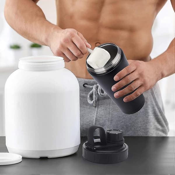 Protein Shakerflaske i Rustfrit Stål Isoleret Holder Varmt/Koldt