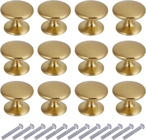 Round Cabinet Knobs, Gold Door and Drawer Pulls, Stainless Steel Cabinet Knobs, Pack of 12. 26 * 22mm Negro