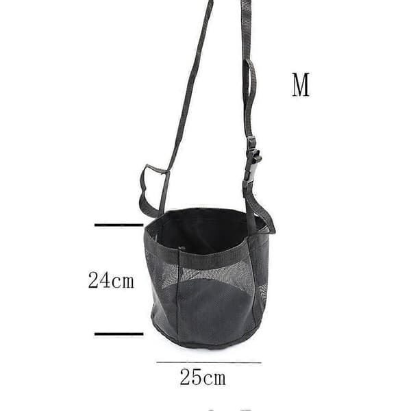 Justerbar elastisk høfoderpose til heste - Udendørs halsfoderpose i -24x25cm Black