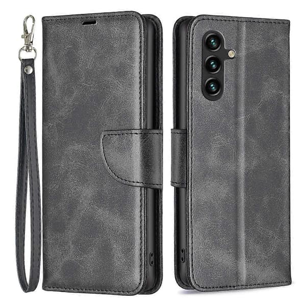 Högkvalitativt plånboksfodral med stativ i läder för Samsung Galaxy A35 5G Black