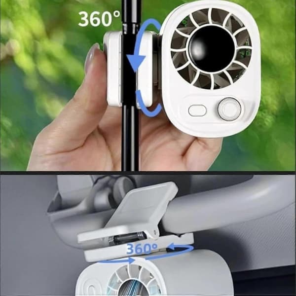 Bil Clip-on Ventilator med LED Display - 360° Rotation, Justerbar Hastighedsventilator Apricot