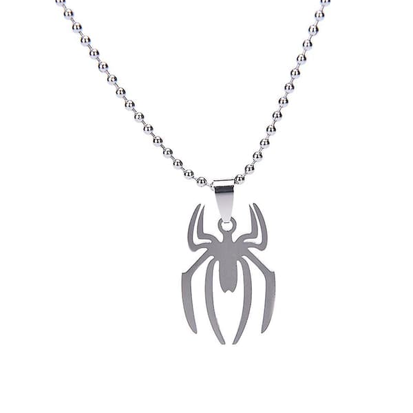 Högkvalitativ Marvel Superhjältar Rostfritt Stål Spider Silver Mode Hängsmycke Halsband 1 Pcs Silver