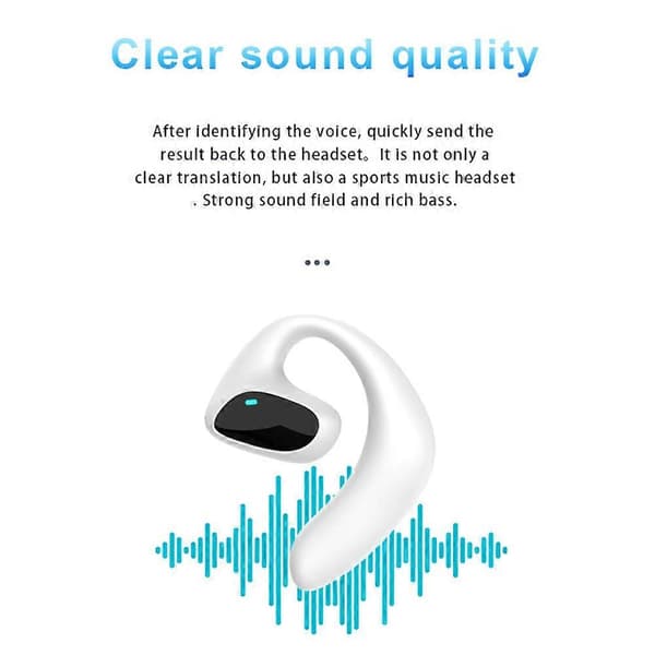 Trådløst Bluetooth-headset Intelligent stemmeoversættelse Flersproget headset Realtidsoversættelse White