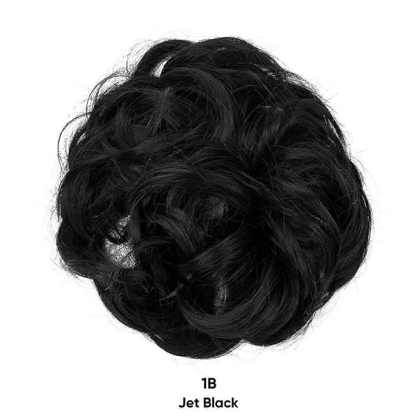 Hårstykke med elastikbånd, stor knold hårstykke blondt krøllet hår scrunchie med håropsætning hår extensions rodet knold hårstykker til kvinder piger_Kvalit black