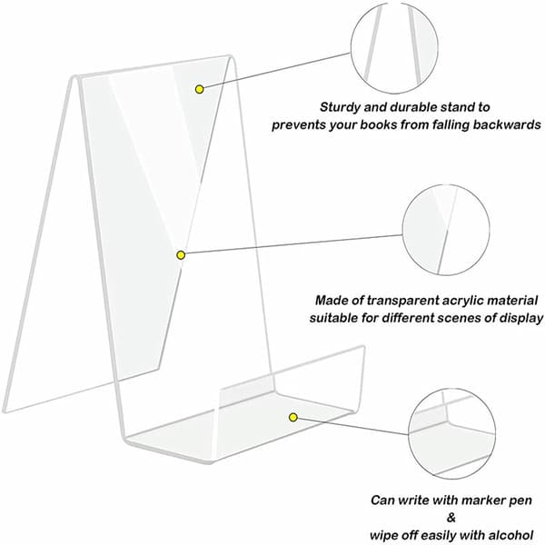 5-pak Akryl Bogstøtter, Transparent Bogdisplaystativ
