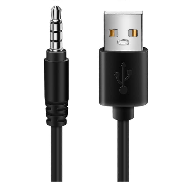 3,5 mm stik AUX lydstik til USB 2.0 han opladerkabel adapterledning til bil MP3 Black