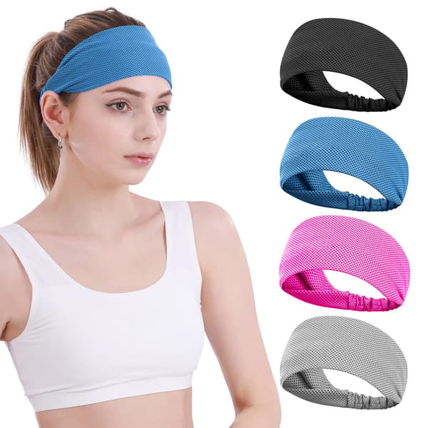 4 pcs Sweatband Headbands, Cooling Sweat-Wicking Headbands
