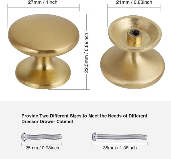 Round Cabinet Knobs, Gold Door and Drawer Pulls, Stainless Steel Cabinet Knobs, Pack of 12. 26 * 22mm Negro