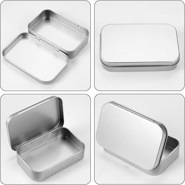 8 Pcs Metal Tin Box with Lid, Rust-proof Small Rectangular Aluminum Tin, Mini Accessory Small Tin Box, Home Storage Tin Box Compatible for Storage