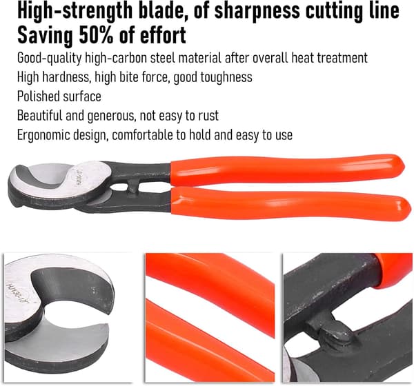 Cable Cutter 70mm² Diameter Cuttable, Manual Cutting Mill, Common for Copper and Aluminum Insulation Pliers Hand Tools