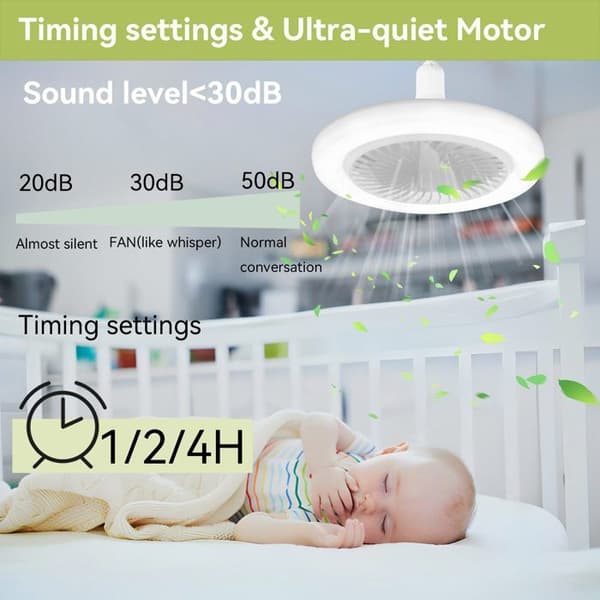 30W LED Ceiling Fan with Remote Control - Silent Hanging Lamp with 3 Speeds and 3 Color Temperatures