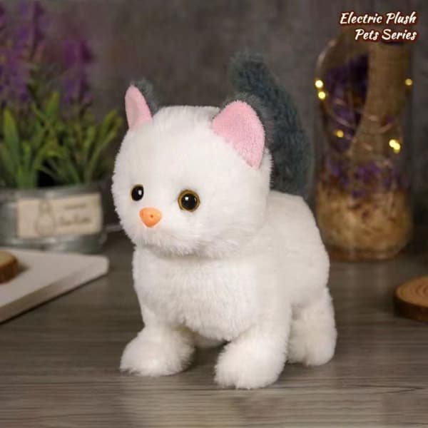 Interactive Robot Kitten Plush Toy - Waving, Walking Electric Pet for Endless Fun A-Pink