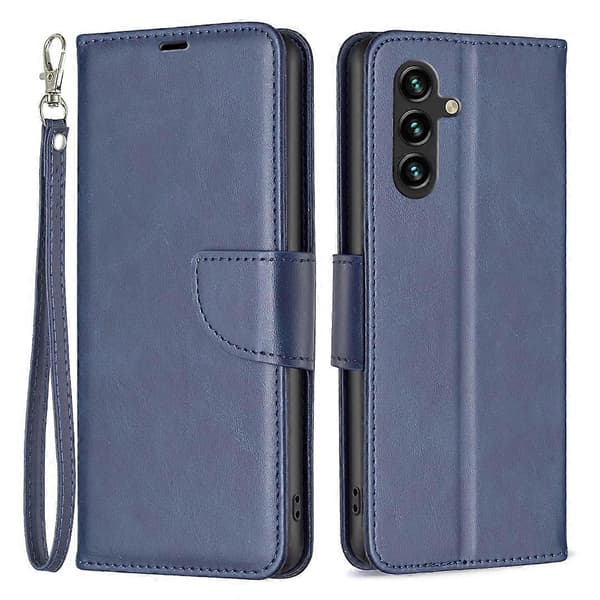Högkvalitativt plånboksfodral med stativ i läder för Samsung Galaxy A35 5G Blue