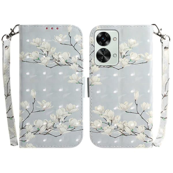 Compatible with Oneplus Nord 2t 5g Case Magnetic 3d Pattern Wallet Flip Case With Strap - Flower