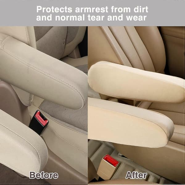 2 stk Bilsete Armlenebeskyttere foran, Stoff Armlenebeskyttere Erstatning Front Armlenebeskytter, Universelt Biltilbehør Overraskelsesgave 1 Pair beige