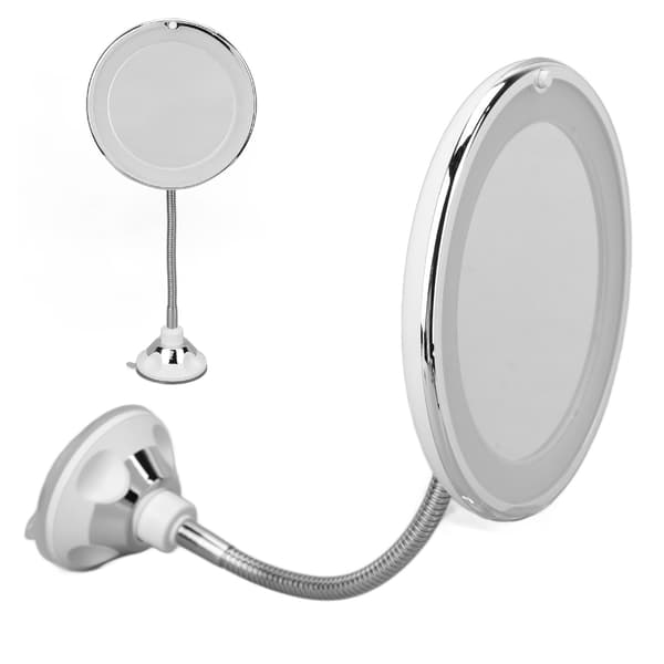 Magnifying Mirror 10X Magnification LED Fill Light Suction Cup Adjustable Gooseneck Makeup Mirror for Home Office