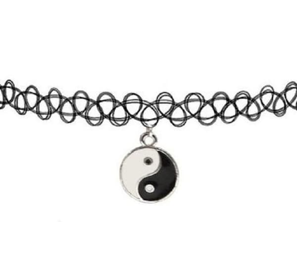 Choker - Yin Yang - Tattoo - 90'er Spids Halskæde