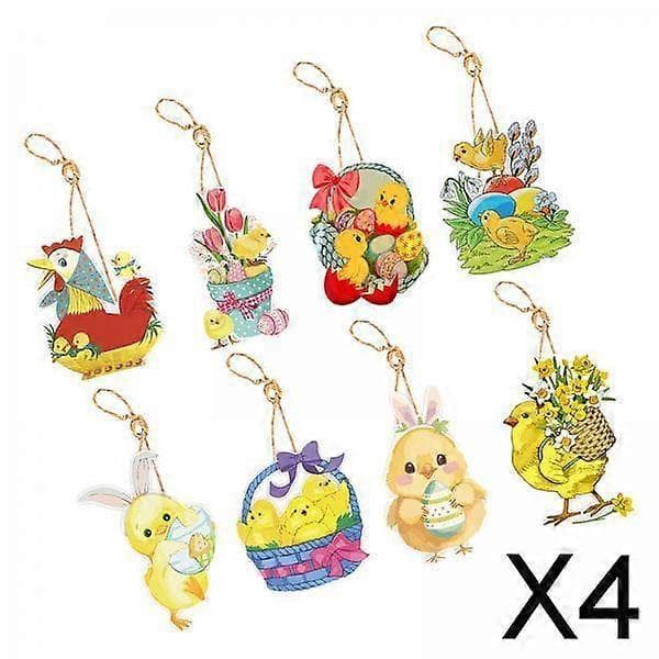 2-4-pack 8 st Påskdekorationer för hemmet Hängande ornament för väggfönster