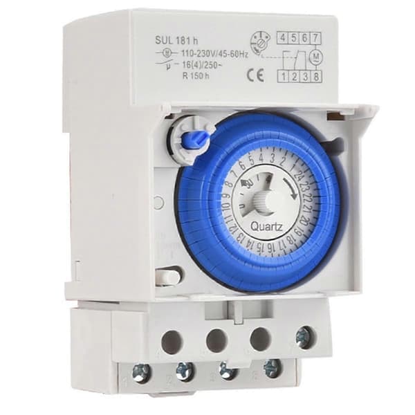 SUL181h Din Skinne Analog Mekanisk Timer Switch 30 Minutter Programmerbar AC110V-230V 24 Timers Timer S_Billige gaver White