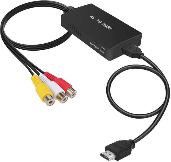 RCA til HDMI-konverter, komposit til HDMI-adapter understøtter 1080p Pal/ntsc