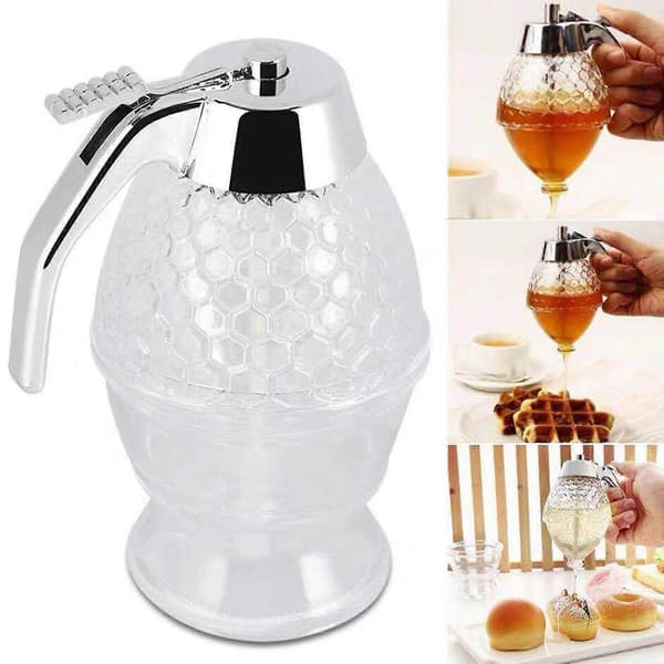 Norpro Premium Honungssirapsdispenser Burk 2,4 dl Glas Bikupa Avtryckare