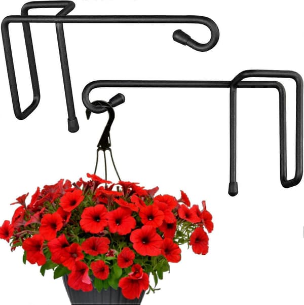 Udendørs hegnbeslag til blomsterkurve, vindklokker, plantekasser, fuglefoderhuse, lys og lanterner - Sæt med 2 - Sort farve