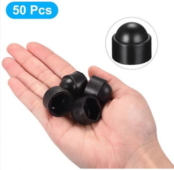 50 stk. - M12 beskyttende skruemøtrikhætte 19 mm nøgle - SORT plast