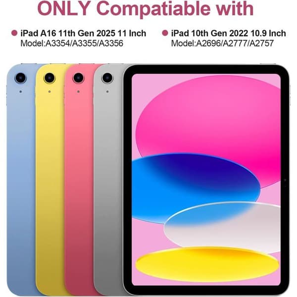 Franskt tangentbordsfodral för iPad 11:e/10:e generationen (A16 2025 11-tum/10:e generationen 2022 10,9-tum) - Rosa
