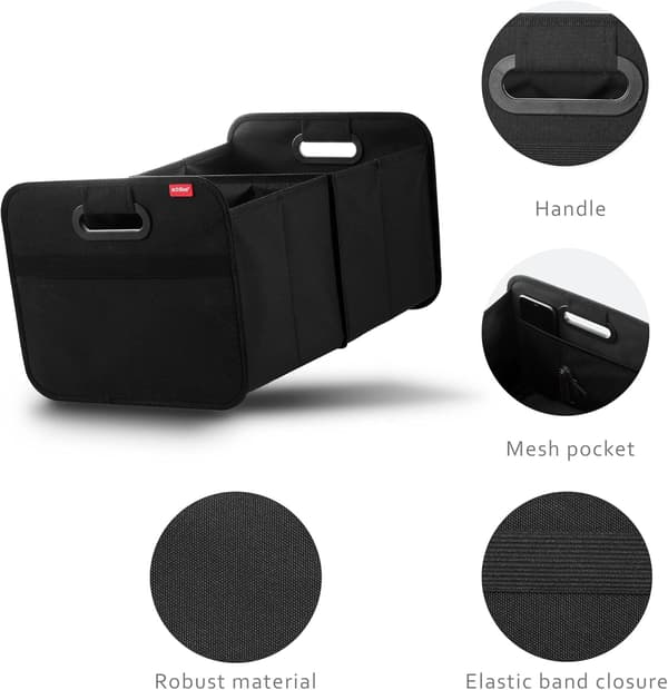 1 stk svart sammenleggbar bilboks, sammenleggbar handlebagasjeveske