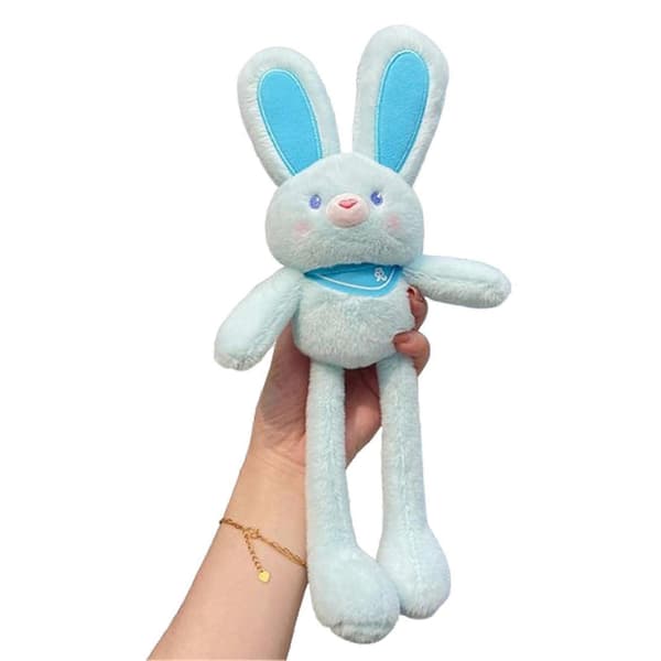 Plush Rabbits with Pullable Ears Stress Relief Rabbit Toy Christmas Gift Blue