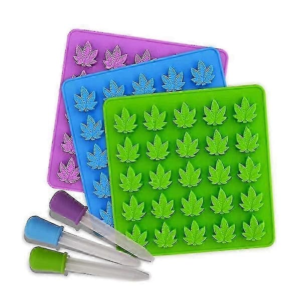 3 stk. Marijuana Blad Gummiformer Silikon Godteri Nyhet_Billige gaver